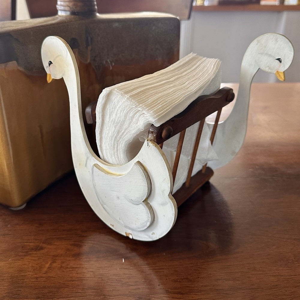 Vintage Wooden Goose Napkin Holder Country Farmhouse Cottage Kitchen Decor